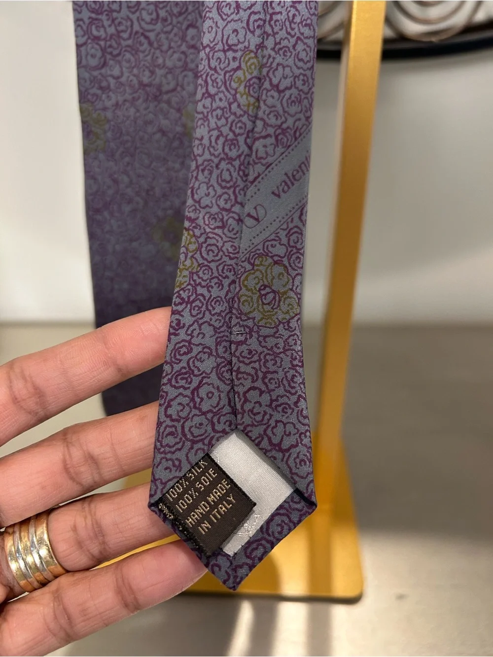 Valentino Lavender Floral Silk Tie